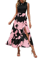 Women's Sleeveless Patchwork Flowy Maxi Dress