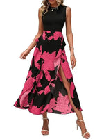 Women's Sleeveless Patchwork Flowy Maxi Dress