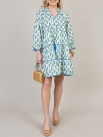 Women's Floral Print V Neck 3/4 Sleeve Dress