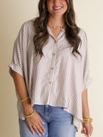 Women's Batwing Elbow Sleeve Striped Blouse