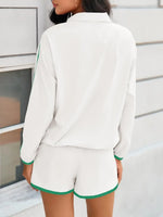 Women's Half-Zip Long Sleeve Top & Shorts Casual Two-Piece Set