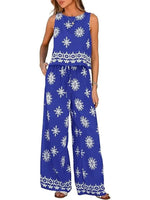 Women's Boho Sleeveless Top and Long Pants Two-Piece Set