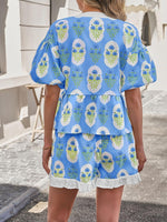 Women's Floral Print Bow Tie Summer Set