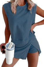 Women's Mineral Wash Tank Top and Slit Skirt Set