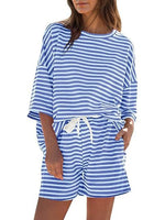 Women's Striped 3/4 Sleeve Lounge Sets