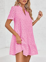 Women's Summer Eyelet Casual Flowy Babydoll Dresses