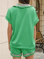 Women's Striped Trim Half-Zip Lounge Set