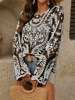 Women's Boho Sheer Long Sleeve Top