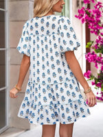 Women's V Neck Tie Front Floral Boho Dress