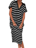 Women's Spring Striped Lightweight Soft Knit Maxi Dress