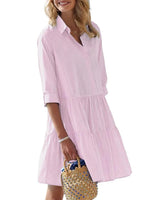 Women's Striped Button Down Shirt Dress