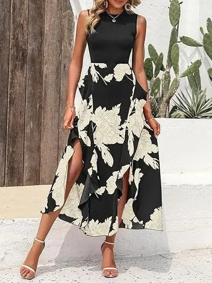 Women's Sleeveless Patchwork Flowy Maxi Dress