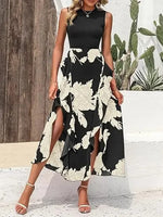 Women's Sleeveless Patchwork Flowy Maxi Dress