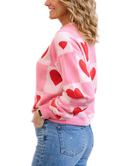 Women Love Print Loose Casual Sweaters