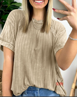 Washed Ribbed Plunger Short Sleeve