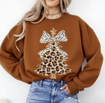 Leopard Print Christmas Tree Crewneck Sweatshirt