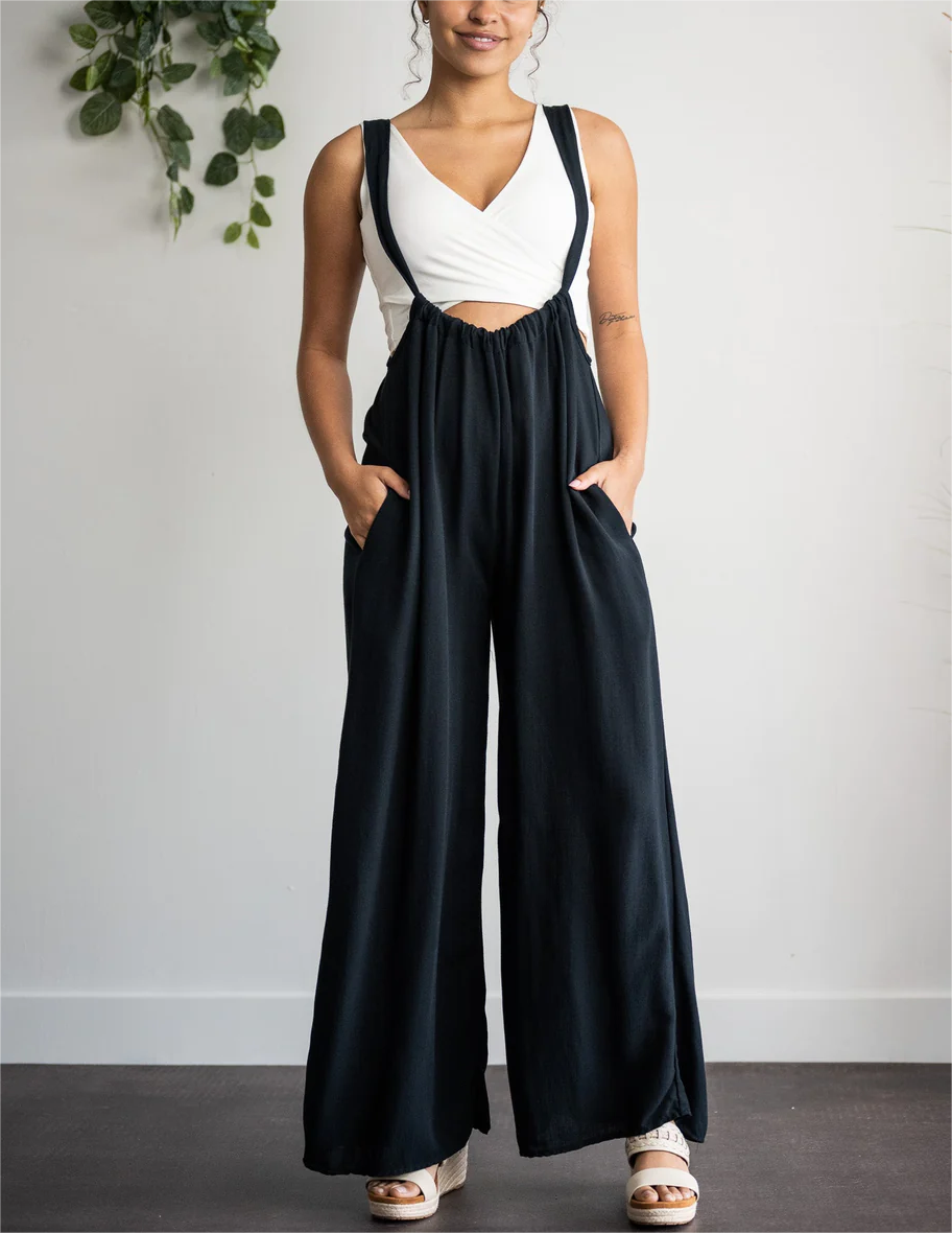 Soft Loose Solid Color Wide Leg Jumpsuit