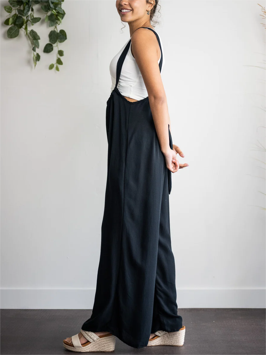 Soft Loose Solid Color Wide Leg Jumpsuit