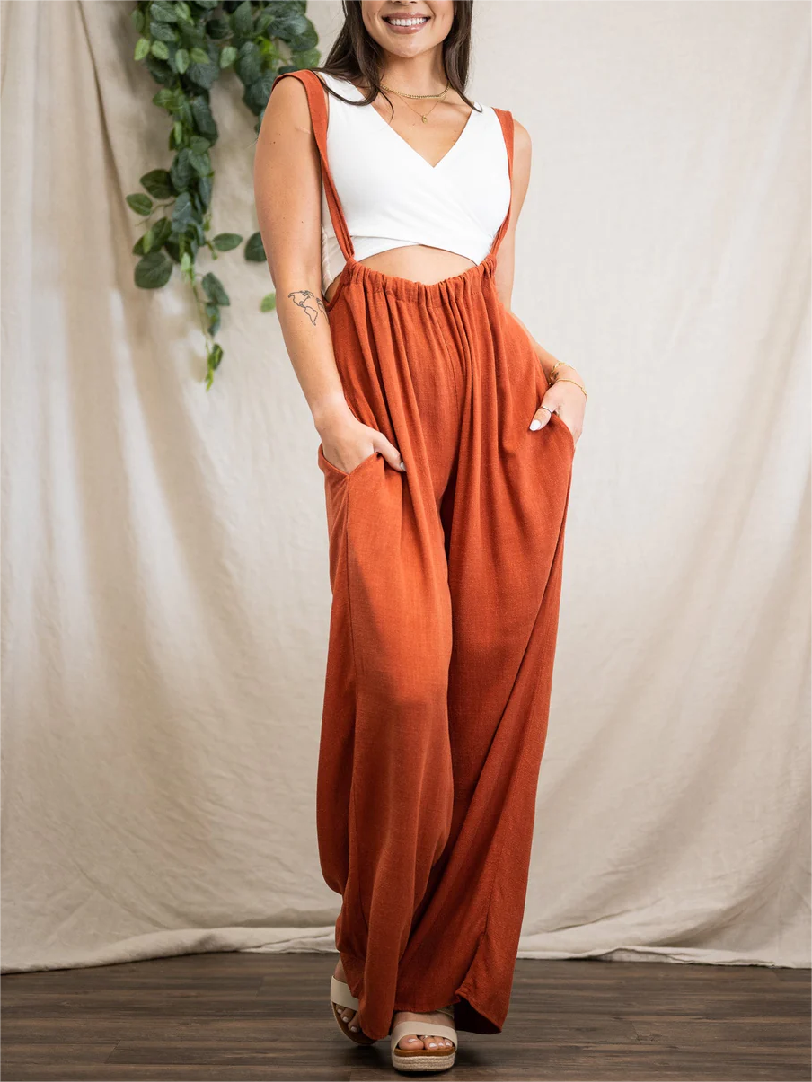 Soft Loose Solid Color Wide Leg Jumpsuit