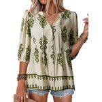 Womens Summer Tops Boho Floral Short Sleeve Button Down V Neck Peplum Babydoll Casual Loose Blouses Shirts