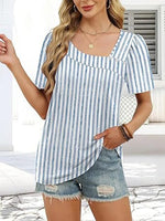 Women’s Asymmetrical Square Neck Casual Short Sleeve Blouse