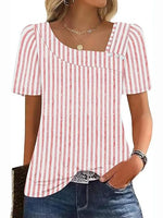 Women’s Asymmetrical Square Neck Casual Short Sleeve Blouse