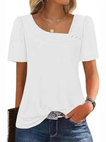 Women’s Asymmetrical Square Neck Casual Short Sleeve Blouse