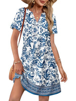 Women's Casual V Neck Vacation Midi Dress With Pockets