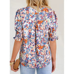 Women's V-Neck Ruffle Short Sleeve Blouse