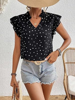 Floerns Women's Striped Cap Sleeve Top - Effortless V-Neck Style for a Polished Look