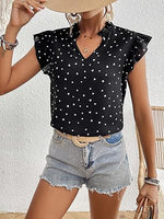 Floerns Women's Striped Cap Sleeve Top - Effortless V-Neck Style for a Polished Look