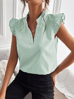Floerns Women's Striped Cap Sleeve Top - Effortless V-Neck Style for a Polished Look