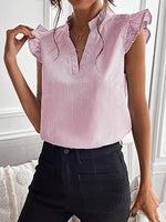 Floerns Women's Striped Cap Sleeve Top - Effortless V-Neck Style for a Polished Look