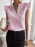 Floerns Women's Striped Cap Sleeve Top - Effortless V-Neck Style for a Polished Look