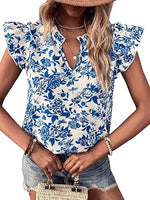 Floerns Women's Striped Cap Sleeve Top - Effortless V-Neck Style for a Polished Look