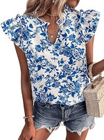 Floerns Women's Striped Cap Sleeve Top - Effortless V-Neck Style for a Polished Look