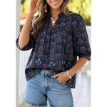 Women's Summer Floral Blouses Dressy Casual Half Sleeve V Neck Going Out Boho Tops Spring Fashion Clothing