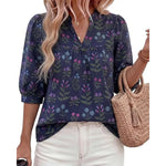 Women's Summer Floral Blouses Dressy Casual Half Sleeve V Neck Going Out Boho Tops Spring Fashion Clothing