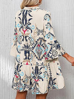 Boho Babydoll Dress with 3/4 Ruffle Print Sleeves