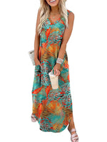 Women's Print Side Slit Loose Sleevelss Dress