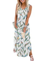 Women's Print Side Slit Loose Sleevelss Dress