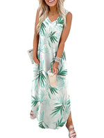Women's Print Side Slit Loose Sleevelss Dress