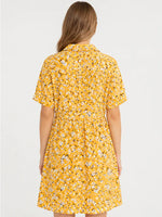 Women's Casual Boho Print Button Front Babydoll Dress