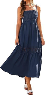 Women Causal Summer Crochet Lace Maxi Dress