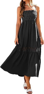 Women Causal Summer Crochet Lace Maxi Dress