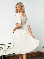 Women's Boho Flowy Long Sleeve Square Neck Floral Midi Dress