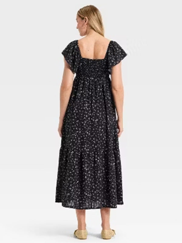 Universal Thread Floral Flutter-SleeveMaxi Dress for Women