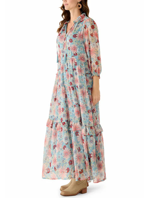 Women's Casual Boho Breeze Drawstring Maxi Dress