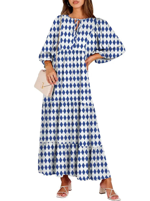 Women's Casual Vacation Flowy Printed Maxi Dress