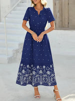 Women's Casual Summer Boho V-Neck Maxi Dress（White）